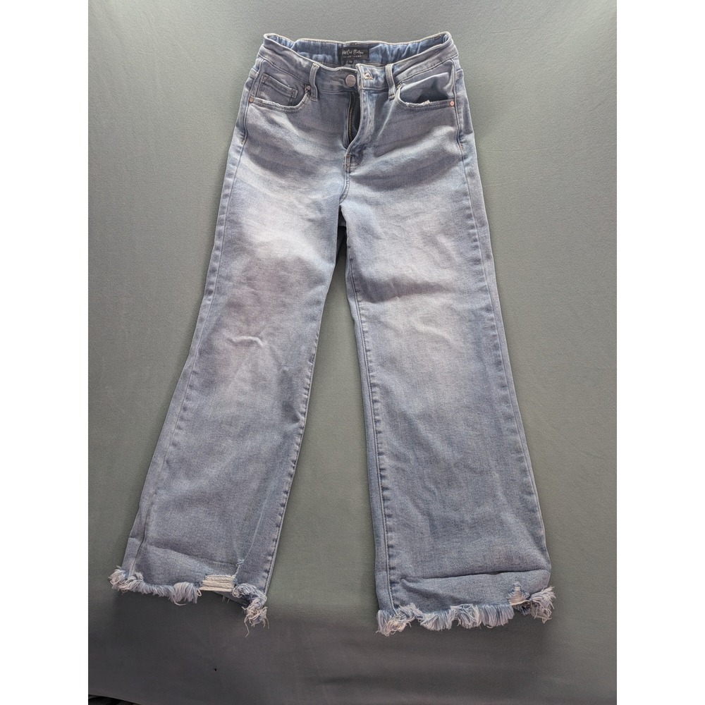 Wild Oak Boutique x Risen Jeans Light Wash Frayed Wide Leg Denim Size 7/28